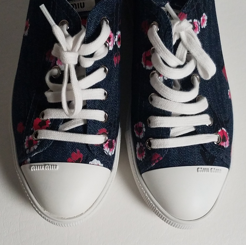 Miu Miu Denim Fashion Sneakers, Size 7.5 - Picture 5 of 7